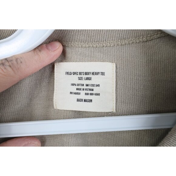 Buck Mason Mens Size Large Field Spec 90s Boxy Heavyweight T-Shirt Gray Cotton - Picture 6 of 11